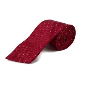George Mens Tie Red Polka Dot All Silk Hand Made